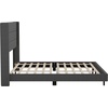 image:imageFlash Furniture Hollis Upholstered Platform Bed  Gray Faux Linen Wingback Headboard  Twin  Mattress Foundation with Slatted Supports  No Box Spring NeededCharcoal