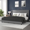 image:imageFlash Furniture Hollis Upholstered Platform Bed  Gray Faux Linen Wingback Headboard  Twin  Mattress Foundation with Slatted Supports  No Box Spring NeededGrey