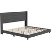 image:imageFlash Furniture Hollis Upholstered Platform Bed  Gray Faux Linen Wingback Headboard  Twin  Mattress Foundation with Slatted Supports  No Box Spring NeededCharcoal