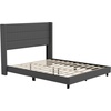 image:imageFlash Furniture Hollis Upholstered Platform Bed  Gray Faux Linen Wingback Headboard  Twin  Mattress Foundation with Slatted Supports  No Box Spring NeededCharcoal