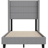 image:imageFlash Furniture Hollis Upholstered Platform Bed  Gray Faux Linen Wingback Headboard  Twin  Mattress Foundation with Slatted Supports  No Box Spring NeededGrey