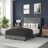 image:imageFlash Furniture Hollis Upholstered Platform Bed  Gray Faux Linen Wingback Headboard  Twin  Mattress Foundation with Slatted Supports  No Box Spring NeededGrey