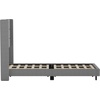 image:imageFlash Furniture Hollis Upholstered Platform Bed  Gray Faux Linen Wingback Headboard  Twin  Mattress Foundation with Slatted Supports  No Box Spring NeededGrey