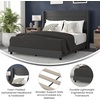 image:imageFlash Furniture Hollis Upholstered Platform Bed  Gray Faux Linen Wingback Headboard  Twin  Mattress Foundation with Slatted Supports  No Box Spring NeededCharcoal