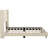 image:imageFlash Furniture Hollis Upholstered Platform Bed  Gray Faux Linen Wingback Headboard  Twin  Mattress Foundation with Slatted Supports  No Box Spring NeededBeige