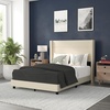 image:imageFlash Furniture Hollis Upholstered Platform Bed  Gray Faux Linen Wingback Headboard  Twin  Mattress Foundation with Slatted Supports  No Box Spring NeededBeige
