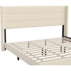 image:imageFlash Furniture Hollis Upholstered Platform Bed  Gray Faux Linen Wingback Headboard  Twin  Mattress Foundation with Slatted Supports  No Box Spring NeededBeige