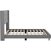 image:imageFlash Furniture Hollis Upholstered Platform Bed  Gray Faux Linen Wingback Headboard  Twin  Mattress Foundation with Slatted Supports  No Box Spring NeededGrey