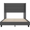 image:imageFlash Furniture Hollis Upholstered Platform Bed  Gray Faux Linen Wingback Headboard  Twin  Mattress Foundation with Slatted Supports  No Box Spring NeededCharcoal