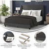 image:imageFlash Furniture Hollis Upholstered Platform Bed  Gray Faux Linen Wingback Headboard  Twin  Mattress Foundation with Slatted Supports  No Box Spring NeededCharcoal