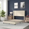 image:imageFlash Furniture Hollis Upholstered Platform Bed  Gray Faux Linen Wingback Headboard  Twin  Mattress Foundation with Slatted Supports  No Box Spring NeededBeige