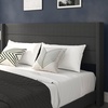 image:imageFlash Furniture Hollis Upholstered Platform Bed  Gray Faux Linen Wingback Headboard  Twin  Mattress Foundation with Slatted Supports  No Box Spring NeededCharcoal