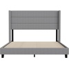 image:imageFlash Furniture Hollis Upholstered Platform Bed  Gray Faux Linen Wingback Headboard  Twin  Mattress Foundation with Slatted Supports  No Box Spring NeededGrey