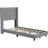 image:imageFlash Furniture Hollis Upholstered Platform Bed  Gray Faux Linen Wingback Headboard  Twin  Mattress Foundation with Slatted Supports  No Box Spring NeededGrey
