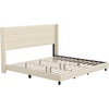 image:imageFlash Furniture Hollis Upholstered Platform Bed  Gray Faux Linen Wingback Headboard  Twin  Mattress Foundation with Slatted Supports  No Box Spring NeededBeige