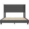 image:imageFlash Furniture Hollis Upholstered Platform Bed  Gray Faux Linen Wingback Headboard  Twin  Mattress Foundation with Slatted Supports  No Box Spring NeededCharcoal