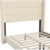 image:imageFlash Furniture Hollis Upholstered Platform Bed  Gray Faux Linen Wingback Headboard  Twin  Mattress Foundation with Slatted Supports  No Box Spring NeededBeige