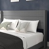 image:imageFlash Furniture Hollis Upholstered Platform Bed  Gray Faux Linen Wingback Headboard  Twin  Mattress Foundation with Slatted Supports  No Box Spring NeededGrey