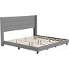 image:imageFlash Furniture Hollis Upholstered Platform Bed  Gray Faux Linen Wingback Headboard  Twin  Mattress Foundation with Slatted Supports  No Box Spring NeededGrey