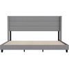 image:imageFlash Furniture Hollis Upholstered Platform Bed  Gray Faux Linen Wingback Headboard  Twin  Mattress Foundation with Slatted Supports  No Box Spring NeededGrey