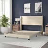 image:imageFlash Furniture Hollis Upholstered Platform Bed  Gray Faux Linen Wingback Headboard  Twin  Mattress Foundation with Slatted Supports  No Box Spring NeededBeige