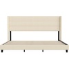 image:imageFlash Furniture Hollis Upholstered Platform Bed  Gray Faux Linen Wingback Headboard  Twin  Mattress Foundation with Slatted Supports  No Box Spring NeededBeige