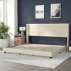 image:imageFlash Furniture Hollis Upholstered Platform Bed  Gray Faux Linen Wingback Headboard  Twin  Mattress Foundation with Slatted Supports  No Box Spring NeededBeige