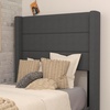 image:imageFlash Furniture Hollis Upholstered Platform Bed  Gray Faux Linen Wingback Headboard  Twin  Mattress Foundation with Slatted Supports  No Box Spring NeededCharcoal