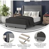 image:imageFlash Furniture Hollis Upholstered Platform Bed  Gray Faux Linen Wingback Headboard  Twin  Mattress Foundation with Slatted Supports  No Box Spring NeededGrey
