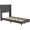 image:imageFlash Furniture Hollis Upholstered Platform Bed  Gray Faux Linen Wingback Headboard  Twin  Mattress Foundation with Slatted Supports  No Box Spring NeededCharcoal