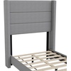 image:imageFlash Furniture Hollis Upholstered Platform Bed  Gray Faux Linen Wingback Headboard  Twin  Mattress Foundation with Slatted Supports  No Box Spring NeededGrey