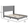 image:imageFlash Furniture Hollis Upholstered Platform Bed  Gray Faux Linen Wingback Headboard  Twin  Mattress Foundation with Slatted Supports  No Box Spring NeededGrey