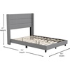 image:imageFlash Furniture Hollis Upholstered Platform Bed  Gray Faux Linen Wingback Headboard  Twin  Mattress Foundation with Slatted Supports  No Box Spring NeededGrey