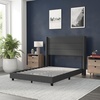 image:imageFlash Furniture Hollis Upholstered Platform Bed  Gray Faux Linen Wingback Headboard  Twin  Mattress Foundation with Slatted Supports  No Box Spring NeededCharcoal