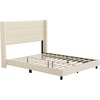 image:imageFlash Furniture Hollis Upholstered Platform Bed  Gray Faux Linen Wingback Headboard  Twin  Mattress Foundation with Slatted Supports  No Box Spring NeededBeige