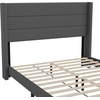image:imageFlash Furniture Hollis Upholstered Platform Bed  Gray Faux Linen Wingback Headboard  Twin  Mattress Foundation with Slatted Supports  No Box Spring NeededCharcoal