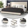 image:imageFlash Furniture Hollis Upholstered Platform Bed  Gray Faux Linen Wingback Headboard  Twin  Mattress Foundation with Slatted Supports  No Box Spring NeededBeige