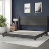 image:imageFlash Furniture Hollis Upholstered Platform Bed  Gray Faux Linen Wingback Headboard  Twin  Mattress Foundation with Slatted Supports  No Box Spring NeededCharcoal