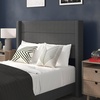 image:imageFlash Furniture Hollis Upholstered Platform Bed  Gray Faux Linen Wingback Headboard  Twin  Mattress Foundation with Slatted Supports  No Box Spring NeededCharcoal