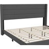 image:imageFlash Furniture Hollis Upholstered Platform Bed  Gray Faux Linen Wingback Headboard  Twin  Mattress Foundation with Slatted Supports  No Box Spring NeededCharcoal