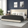 image:imageFlash Furniture Hollis Upholstered Platform Bed  Gray Faux Linen Wingback Headboard  Twin  Mattress Foundation with Slatted Supports  No Box Spring NeededBeige