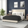 image:imageFlash Furniture Hollis Upholstered Platform Bed  Gray Faux Linen Wingback Headboard  Twin  Mattress Foundation with Slatted Supports  No Box Spring NeededBeige