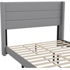 image:imageFlash Furniture Hollis Upholstered Platform Bed  Gray Faux Linen Wingback Headboard  Twin  Mattress Foundation with Slatted Supports  No Box Spring NeededGrey