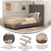 image:imageFlash Furniture Hollis Upholstered Platform Bed  Gray Faux Linen Wingback Headboard  Twin  Mattress Foundation with Slatted Supports  No Box Spring NeededCharcoal