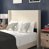 image:imageFlash Furniture Hollis Upholstered Platform Bed  Gray Faux Linen Wingback Headboard  Twin  Mattress Foundation with Slatted Supports  No Box Spring NeededBeige
