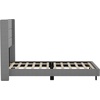 image:imageFlash Furniture Hollis Upholstered Platform Bed  Gray Faux Linen Wingback Headboard  Twin  Mattress Foundation with Slatted Supports  No Box Spring NeededGrey