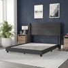 image:imageFlash Furniture Hollis Upholstered Platform Bed  Gray Faux Linen Wingback Headboard  Twin  Mattress Foundation with Slatted Supports  No Box Spring NeededCharcoal