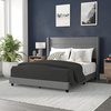 image:imageFlash Furniture Hollis Upholstered Platform Bed  Gray Faux Linen Wingback Headboard  Twin  Mattress Foundation with Slatted Supports  No Box Spring NeededGrey