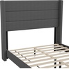 image:imageFlash Furniture Hollis Upholstered Platform Bed  Gray Faux Linen Wingback Headboard  Twin  Mattress Foundation with Slatted Supports  No Box Spring NeededCharcoal