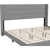 image:imageFlash Furniture Hollis Upholstered Platform Bed  Gray Faux Linen Wingback Headboard  Twin  Mattress Foundation with Slatted Supports  No Box Spring NeededGrey